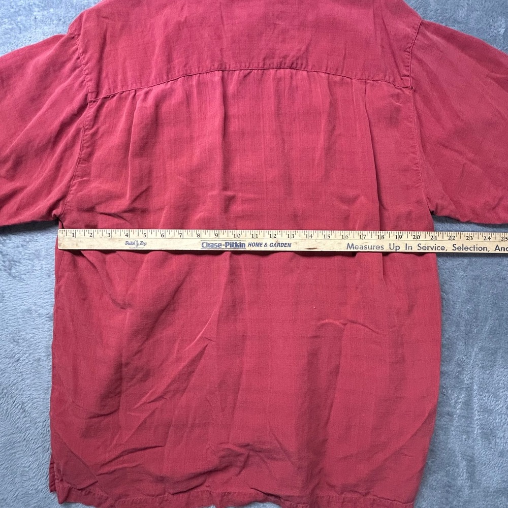 Tommy Bahama Silk Camp Shirt Mens L Red Hawaiian Casual READ Flaw - Picture 6 of 10
